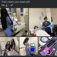 the collage shows several images of doctors and nurses in their hospital room, including a mannequin