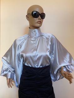 "This is a very stylish Womens Silk blouse. It is comfortable and cozy. Made for a free flowing fit. Great for all year around and for any special occasion or casual day can be dressed up or dressed down. SIZE CHART SIZE S - US 6, UK 8, EU 36 bust: bust around 34.5\"/90cm Waist: waist around 27.5\"/70cm Hips: hips around 34.5\"/90cm For more beautiful designs, please visit and my new shop: https://www.etsy.com/shop/JustMariyaFromBG?ref=seller-platform-mcnav" Satin Long Sleeve Top For Office, Classic Satin Tops For Fall, Sleek Satin Shirt For Fall, Chic Silk Blouse In Solid Color, Chic Solid Color Silk Blouse, Chic Silk Blouse, Semi-formal Fitted Satin Tops, Fitted Satin Tops For Semi-formal Occasions, Sleek Fitted Satin Shirt