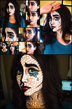 Comic Book Pop Art, Pop Art Face, Cartoon Makeup, Pop Art Makeup, Diy Pop, Art Costume