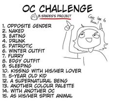 an image of a cartoon character's schedule for the oc challenge