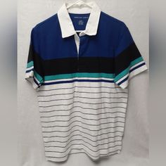 Questions? Leave A Comment Below! American Eagle Classic Fit Polo Sz. M Blue Casual Crew Neck Polo Shirt, Blue Casual Polo Shirt With Crew Neck, Casual Blue Polo Shirt With Crew Neck, Blue Cotton Polo Collar Tops, Casual Striped Polo Collar Top, Casual Striped Tops With Polo Collar, Casual Blue Collared Polo Shirt, Casual Blue Polo Collar T-shirt, Casual Blue Cotton Polo Shirt