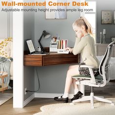 Transform your workspace with our Floating Corner Desk with Charging Station. This innovative desk features a sleek 90° right angle design that fits seamlessly into any corner, maximizing your space without sacrificing style. Floating Desk Hide Cords, Home Office Desk With Floating Shelves, Home Office Floating Desk Bedroom, Corner Floating Shelves Desk, Pvd Corner Table, Home Office Desk Hidden Cords, Computer Desk Floating Shelves, Desk Space In Bedroom Floating, Desk Corner Storage