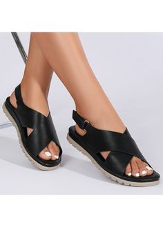 Color:Black;Size:36;Size:37;Size:38;Size:39;Size:40;Size:41;Size:42;Package Contents:1 Pair X Sandals;Style:Casual; Sandals On Sale, Sandals For Sale, Sandal Fashion, Shoes Black, Leather Sandals, Black Shoes, Cinderella, Black Color, Pu Leather