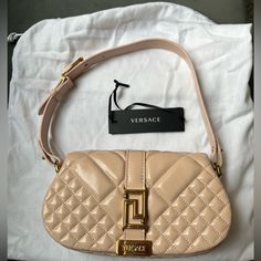 Versace Unused Pink Mini Bag. Looks Slightly Pinker Than Shown In Photos. Hasn't Been Taken Out Of Bag Since Purchasing. Bought For $1650 Asking $1100. Dm For More Photos If Needed Pink Mini Bag, Turquoise Quilt, Micro Bag, Versace Handbags, Versace Bags, Belt Pouch, Monogrammed Leather, How To Make Handbags, Mini Shoulder Bag