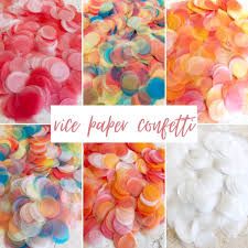 the different colors of paper confetti are shown in this collage with text overlay