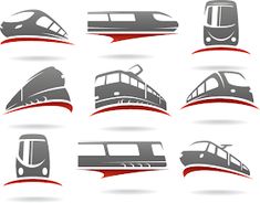 various types of trains on white background stock photo - budget conscious, high speed train