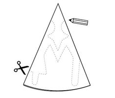 a drawing of a person on top of a cone with scissors in the bottom corner