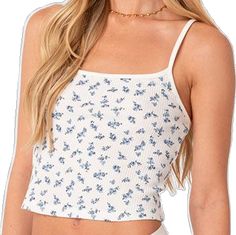 Trendy White Tank Top For Loungewear, White Tank Top For Spring Loungewear, White Waffle Knit Tops For Summer, Spring Crop Top Tank Top, Trendy Tank Top For Vacation, Spring Everyday Crop Top Tank Top, Spring Crop Top Tank Top For Everyday, Trendy Tank Strap Tops For Vacation, Ribbed Tank Top For Summer Day Out