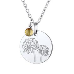 PRICES MAY VARY. 🌺Cute November birth flower Chrysanthemum Floral embossed and adding the relative birthstone charm, very delicate and classic pendant necklace for women girls. This kind of minimalist coin necklace is a hit, in fashion and all match with your daily outfit. With meaningful flower hidden message, the disc necklace will deliver your love and blessings. ♚ 👄Material: Made of durable 316L stainless steel with excellent polishing craftsmanship, which will make it look gorgeous and sp Flower Chrysanthemum, Classic Pendant Necklace, November Birth Flower, Medal Jewelry, Hidden Message, Floral Pendant, Disc Necklace, Birth Flower, Birthstone Charms