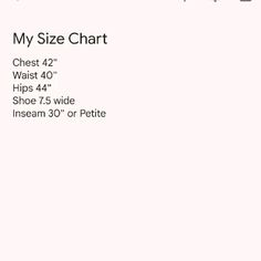 My Size, Size Chart