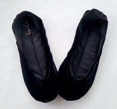 100% handmade beautiful black velvet slippers for indoor wearing, dance classes or special occasions.  Cotton lining, leather sole. Filled with natural wool or cotton felt. You can order any size, also non-standard size and customize Yourself - with or without flowers and removable satin ribbons.  You can customize shoes matched to the dress! I'm ready to carry out all Your desires to make Your dream shoes! I can make the shoes accurately for Your feet size! For better results, please double che Customize Shoes, Black Velvet Shoes, Beautiful Slippers, Ballerina Slippers, Velvet Slippers, Dance Classes, Velvet Shoes, Satin Ribbons, Ballet Pumps