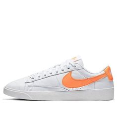 (WMNS) Nike Blazer Low LE 'White Fuel Orange' AV9370-103 (SNKR/Retro/Skate/Casual/Low Top/Women's) Retro White Skate Shoes For Streetwear, Summit White Low-top Casual Sneakers, Retro Skate Shoes With White Sole For Spring, Retro White Skate Shoes For Sports, Nike Skate Shoes For Spring Streetwear, Nike Casual Skate Shoes, Classic Skate Shoes With Gum Sole For Spring, Urban White Skate Shoes For Spring, Classic White Skate Shoes For Spring