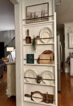 Kitchen Desk Area Repurpose, New House - Kitchen, Plate Wall, Kitchen Redo, Updating House, Kitchen Remodel Idea, Book Shelf, Home Decor Kitchen, Dream Kitchen