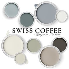 Benjamin Moore Swiss Coffee Color Palette Colors for Living Room, Cabinets and Whole House. - Etsy Swiss Coffee Color Palette, Coffee Color Palette, Benjamin Moore Swiss Coffee, Brett Waterman, Swiss Coffee Benjamin Moore, Swiss Coffee Paint, Colors For Living Room, Coastal Paint Colors, Coffee Cabinet