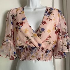 Chelsea & Violet * Island Vacation *Flutter Sleeve Floral Sheer Partially Lined Blouse . Features A Low V Neck And Ruched Hem. Brand*Chelsea & Violet Color*Pink Print*Floral Condition*Nwt Material *Polyester Msrp *$88 Quantity*3 Size*M & L Measurements* *Approx Flat* ***Medium*** *Shoulder To Shoulder~16” *Underarm To Underarm~18” *Sleeve~12” *Waist~26 *Length (Shoulder To Hem)~15” ***Large*** *Approx Flat* *Shoulder To Shoulder~15 1/2” *Underarm To Underarm~19” *Sleeve~14” *Waist~28” *Length (S Summer Butterfly Sleeve Blouse With Floral Print, Fitted Blouse With Butterfly Sleeves For Spring, Summer Floral Print Blouse With Butterfly Sleeves, Fitted Butterfly Sleeve Summer Blouse, Pink V-neck Top With Vibrant Print, Multicolor V-neck Peasant Top With Floral Print, Pink V-neck Peasant Top With Floral Print, Multicolor Mixed Print V-neck Top, Multicolor Floral Print V-neck Top