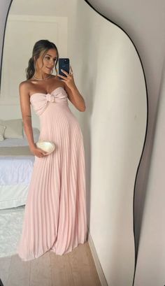 Wholesale Classy A Line Strapless Light Pink Chiffon Long Prom Dresses Evening Dress With Ruffles gowns evening dresses Prom Dresses Long Pink, Prom Dress Evening, Looks Party, Ball Gowns Evening, Mode Inspo, Evening Party Dress, Mermaid Prom Dresses, Party Gowns, Long Prom Dress