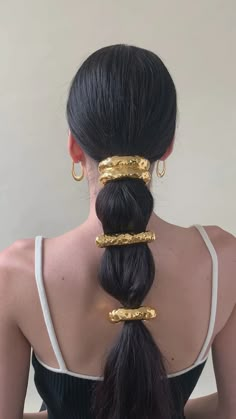 Hammered Arch Pony | LELET NY Hair Rings Aesthetic, Lelet Ny, Razzle Dazzle, Hair Tutorials, Gold Hair, Flat Iron, Shoot Ideas, Protective Styles, Hair Day