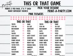 this or that game printable for pink flowers