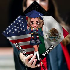 Looking for a unique graduation cap topper on the big day? Check out our Personalized Educated Latina Mexican US Flag Printed Graduation Cap Topper design. It's the perfect choice for you. Or it could be a special gift for your loved one who prepares for the graduation ceremony. ★ DETAIL: We create all of our graduation cap toppers digitally to ensure a high-quality design. Once the design is complete, we print it onto durable cardstock that is built to last. Your topper will be carefully packag Rdh Cap Decoration, Ecuador Graduation Cap, Guatemala Graduation Cap, Customizable Hats For Graduation, Guatemalan Graduation Cap, Black Graduation Cap Topper, Mexico And Guatemala Graduation Cap, Customizable Graduation Cap Topper For School, Customizable Graduation Cap Topper