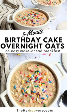 birthday cake overnight oats with sprinkles on top