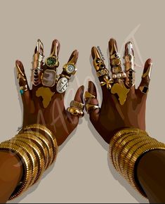 two hands with gold rings and watches on them