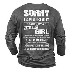 T Shirt 3d, Funny T Shirt Sayings, 3d Shirt, Couples Hoodies, Crazy Girls, 3d T Shirts, T Shirts With Sayings, Crew Neck Shirt, Couple Shirts