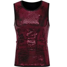 This shiny sleeveless shirt has a sequin pattern, crew neck, glitter design, and shiny party metallic tank tops. The glitter sequin metallic tank tops can make your outfit more trendy and eye-catching. You can pair the sequin tank tops with slim trousers, mesh t-shirts, and leather sneakers for fashion shows, parties, and summer celebrations. Red X, Sequin Pattern, Nightclub Party, Mesh T Shirt, Glitter Design, Summer Celebration, Slim Trousers, Sequin Tank, Sequin Tank Tops