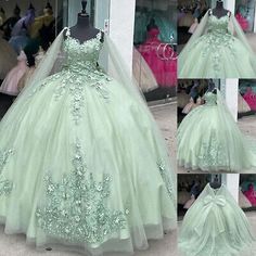 Wedding Dresses Mint Green, Princess Style Green Ball Gown For Sweet 16, Green Princess Tulle Quinceanera Dress, Princess Style Green Ball Gown For Quinceanera, Princess Green Ball Gown For Quinceanera, Green Ball Gown For Sweet 16 And Prom, Green Tulle Ball Gown For Sweet 16, Green Ball Gown For Sweet 16 And Prom Season, Green Tulle Gown For Sweet 16