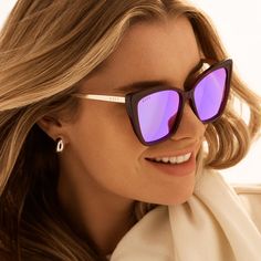 Our Becky II is for the life of the party! Dress to impress in these oversized shades, featuring a flirty cat eye, luxe metal temples, and endless glamour. Flirty Cat, Robin Arzon, Lauren Lane, Crystal Purple, Tori Kelly, James Decker, Purple Mirror, Jessie James Decker, Lauren London