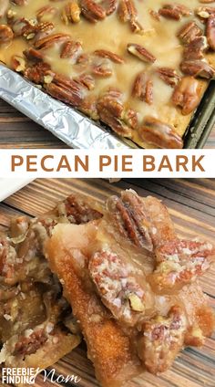 this pecan pie bark is an easy dessert that's ready to be eaten