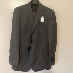 Multi-Colored Grey Ermenegildo Zegna Suit. Made In Italy With Superfine Australian Wool. Tailored Designer Business Sets, Designer Tailored Business Sets, Designer Tailored Sets For Business, Designer Business Suits, Mid Blue Suit, Blue Blazer Men, 3 Button Suit, Zegna Suit, Dark Blue Suit