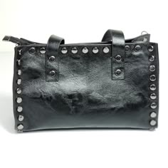 The Liz Bag. Crossbody bag. Casual rocker style bag. Studded. Zipper closure. Black. Imported. Casual Rocker Style, Studded Purse, Studded Bag, Black Handbag, Rocker Style, Chic Bags, Fall 24, Handbag Black, Black Crossbody