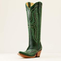 Casanova Western Boot Western Green Boots, Green Cowboy Boots Steve Madden, Boots To Wedding Guest, Ariat Casanova Boots, Green Cowboy Boots, The Casanova, Ariat Boots, Green Boots, New West