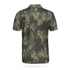 Polo Player Camo Pattern EZ24 Polo Shirt - Hyperfavor Casual Camouflage T-shirt For Sports, Camouflage Short Sleeve Sports Top, Casual Camouflage Sports T-shirt, Casual Polo Collar Tops For Outdoor, Casual Camouflage Shirt For Outdoor, Sports Shirt With All Over Print And Short Sleeves, Short Sleeve Sports Shirt With All Over Print, Military Short Sleeve Outdoor Shirt, Outdoor Military Short Sleeve Shirt