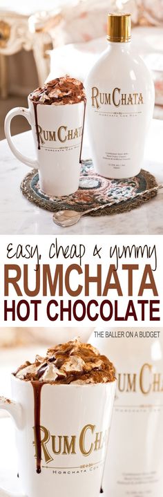 rumchata hot chocolate is served in two mugs