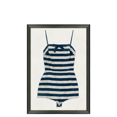 Vintage Striped Bathing Suit, Giclee on Paper Framed Vintage Swimwear, Vintage Swimwear Preppy, Fun Gallery Wall, Lake House Art, Vintage Bathing Suit, Beach House Lighting, Sea Oats, Coastal Inspiration, Pure Salt