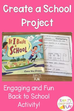 an open book with the title, create a school project engaging and fun back to school activity