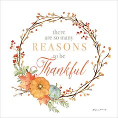 there are so many reason to be grateful in this thanksgiving card with watercolor flowers and leaves