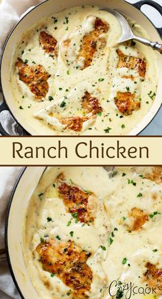 ranch chicken breasts in a pot with creamy ranch sauce Creamy Ranch Chicken, Creamy Ranch, Chicken Entrees, Chicken Main Dishes, Ranch Seasoning, Chicken Dishes Recipes, Chicken Parmesan