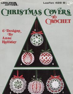 a crocheted christmas tree with ornaments on it and the words, christmas covers to crochet