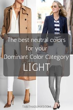 The best neutral colors for your Dominant Color Category--LIGHT. tabithadumas.com Toned Spring, Light Spring Color Palette, Light Summer Color Palette, Inverted Triangle Outfits, Neutral Color Outfits, Colour Season, Light Palette, Light Spring Colors, Color Knowledge