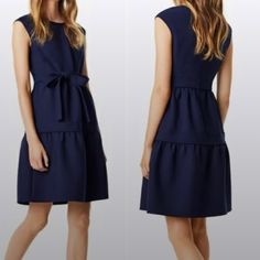 Shell 53% Polyester, 43% Wool, 4% Elastane. Lining 100% Polyester. Tory Burch Dress, Jane Dress, Navy Blue Color, Business Casual, Tory Burch, Sleeveless Dress, Color Blue, Navy Blue, Midi Dress