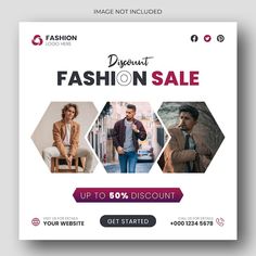 a fashion sale flyer with three photos