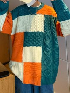 ⚡️Buy Men's Color Block Cable Knit Sweater Orange 2XL under $36.00 in Sweaters Online. Style: Casual/Street/Preppy/Hip Pop/Vintage. Fabric Content: Polyester. Fit Type: Loose fit. Neckline: Crew Neck. Sleeve Length: Long Sleeve. Design: Featured Color Block Detail, With Drop Shoulders Design. ✓Free Shipping on all orders over US$69. Retro Green Patchwork Sweater, Retro Cotton Patchwork Sweater, Retro Patchwork Knit Sweater, Street Preppy, Long Sleeve Design, Sweaters Online, Womens Size Chart, Floral Dress Summer, Cable Knit Sweater