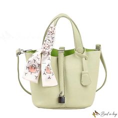 Bird in Bag - Bag female new popular simple single shoulder crossbody fashion casual bucket bag Green Bucket Bag With Adjustable Strap And Top Handle, Elegant Green Bucket Bag With Large Capacity, Elegant Green Large Capacity Bucket Bag, Green Rectangular Bucket Bag, Trendy Light Green Bag For Everyday Use, Green Bucket Hobo Bag For Daily Use, Large Capacity Green Satchel For Spring, Elegant Green Bucket Bag For Shopping, Everyday Green Bucket Shoulder Bag