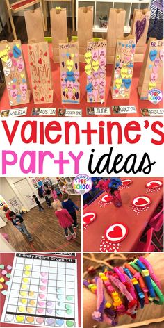 valentine's day party ideas for kids and adults with free printables on the table