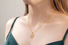 Gold Star of David Necklace with Stone, 14k Magen David Kabbalah Religious Pendant, Gold Jewish Star Charm, David Star Necklace for Gift. David Star is made to shield you from all sides, symbolizing God's might and protection. Meanwhile, a touch of elegance wouldn't go unnoticed. On any given day, cherish your loved ones with the little 14k gold David star necklace. You can choose the necklace length from  8 Necklace length option. Each necklace will contain 5 cm extension chain. Jewelry detail: Necklace With Stone, David Star, Star Of David Necklace, Solid Gold Charms, Jewish Star, Pendant Gold, Star Of David, Chain Jewelry, Gold Star