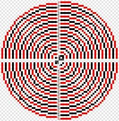 an image of a red and black circle with white lines in the center, as well as