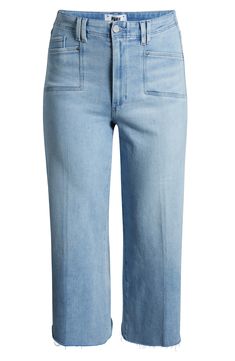 The faded wash and roughed-up edges of these wide-leg jeans offer an authentic rigid look, but the denim is surprisingly soft and stretchy with great recovery. 27" inseam; 22 1/2" leg opening; 11 1/2" front rise Zip fly with button closure Five-pocket style 93% cotton, 5% polyester, 2% spandex Machine wash, line dry Imported Shooting Star, Shooting Stars, Wide Leg Jeans, Leg Jeans, Wide Leg, Nordstrom, Spandex