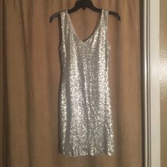 Silver Sequined Dress By Crystal Doll Size Small Nwot Fitted Sequin Dress For Spring Dress-up, Sleeveless Mini Dress For Dress-up, Fitted Sequin Dress For Dress-up Occasions In Spring, Dresses Silver, Sequined Dress, Doll Dresses, Silver Dress, Doll Dress, Sequin Dress